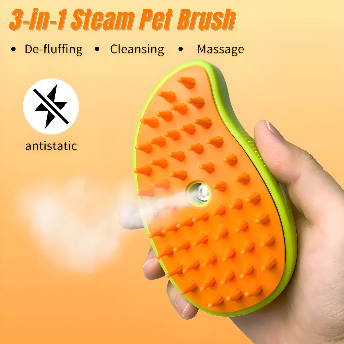 Electric Steam Dog Brush, 3-in-1 Brush